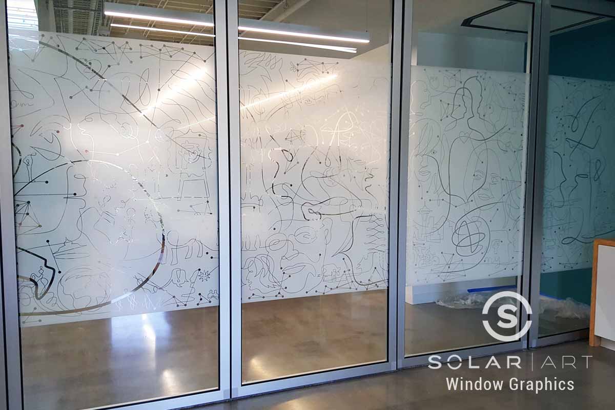 Privacy window graphics with custom print