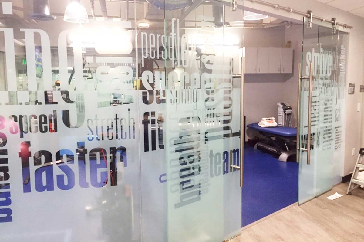 Custom vinyl graphics for glass windows and doors