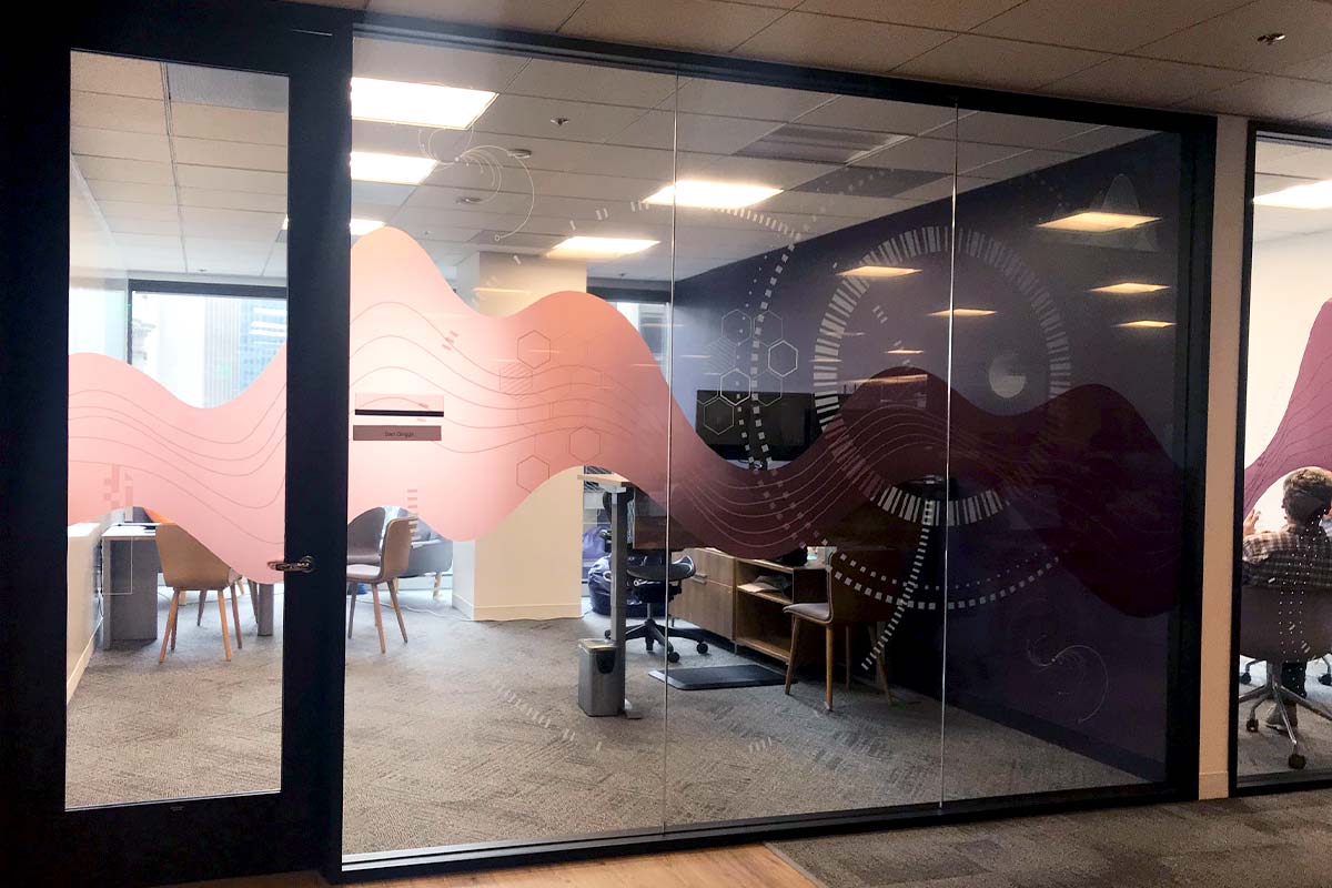 Window graphics for private office glass