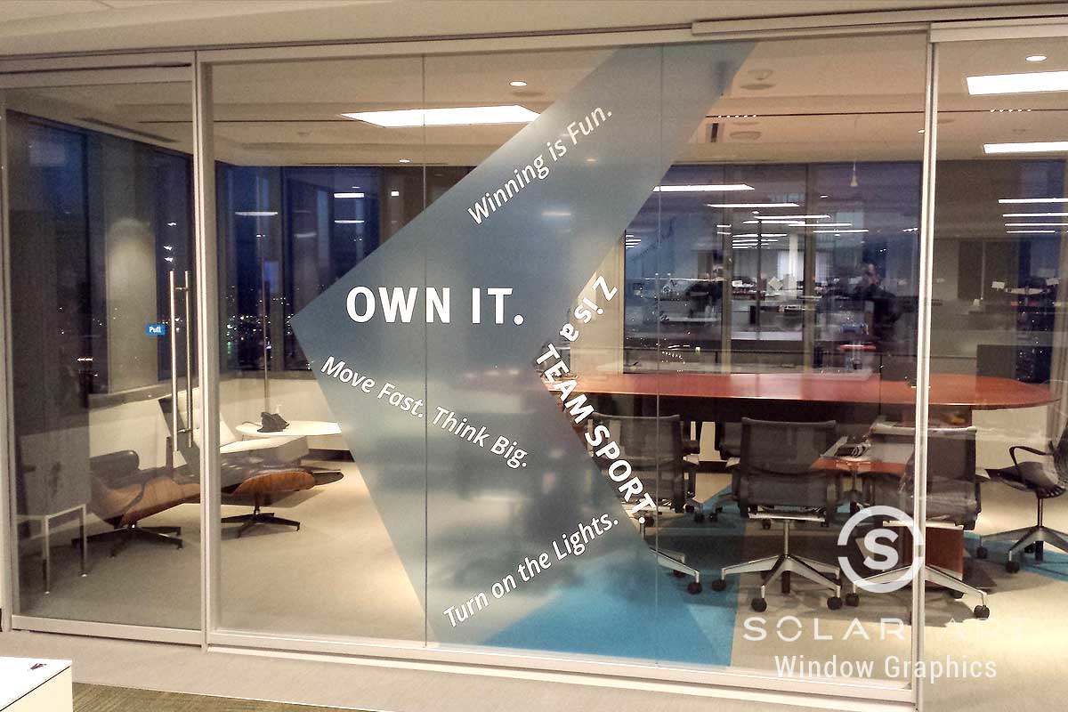 Window graphics for conference rooms